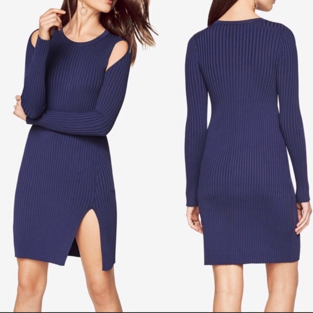BCBGMAXAZRIA Braden Cold Shoulder Ribbed Dress